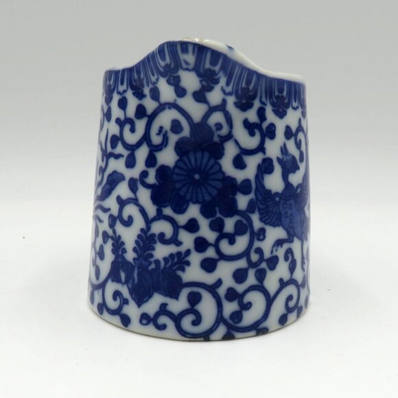 Vintage Japanese Blue White 2.5" Ceramic Creamer Pitcher Phoenix Design - Picture 2 of 7